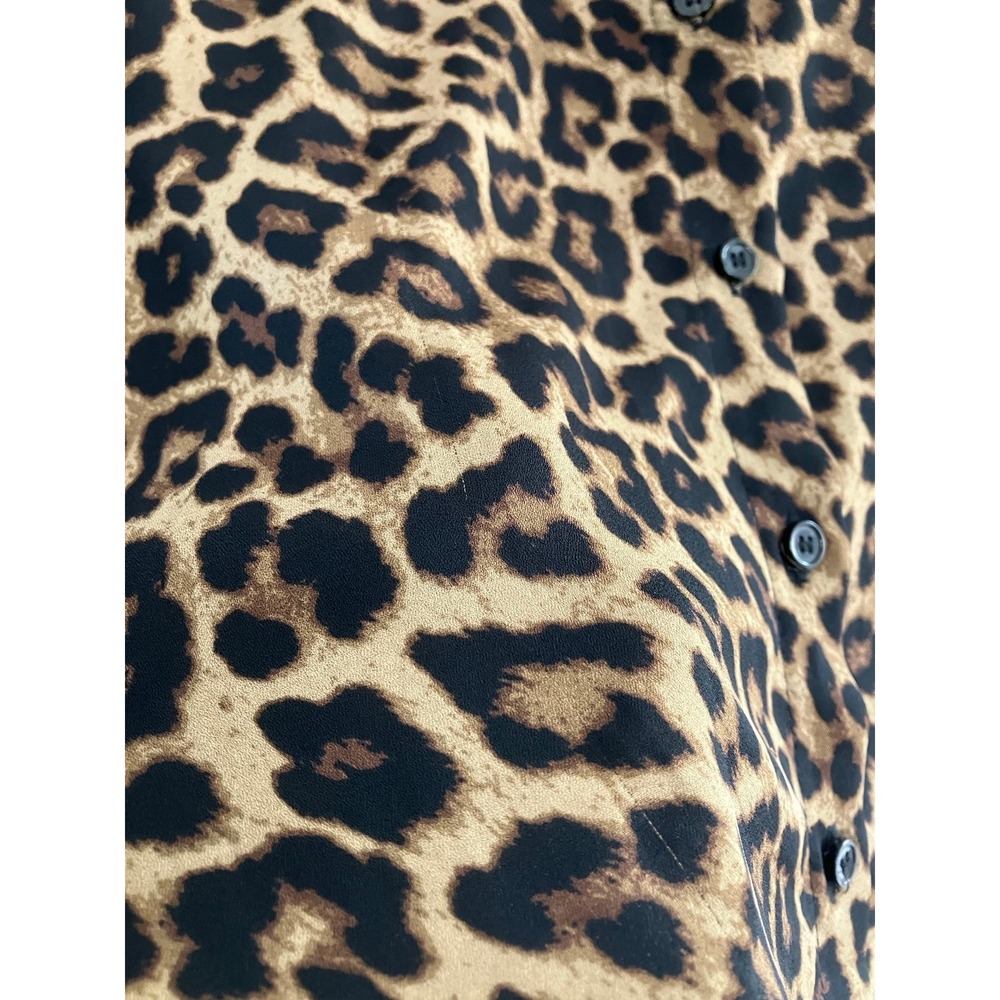 H&M Women Leopard Print Button Up Blouse Brown Black Animal‎ Print Size S - Picture 2 of 6
